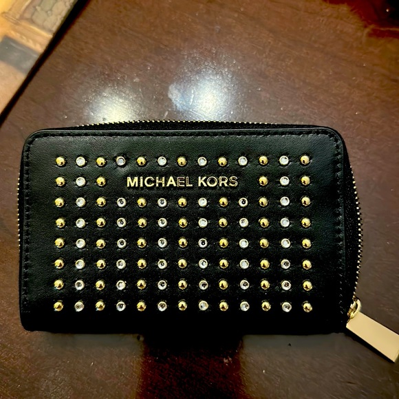 KORS Michael Kors Handbags - Michael Kors small studded leather credit card wallet black brand new